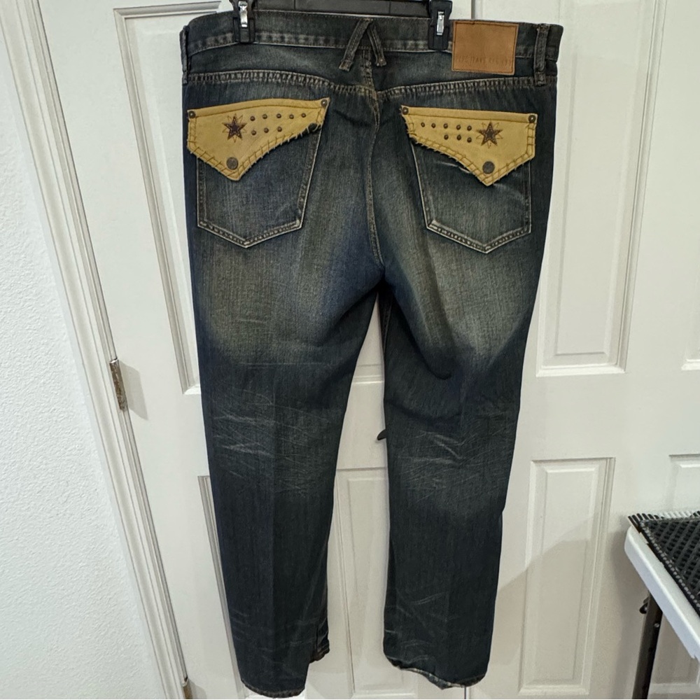 Rare Vintage Pepe Jeans London – Size 42x34 – Leather-Look Pocket Western Denim - Picture 3 of 9